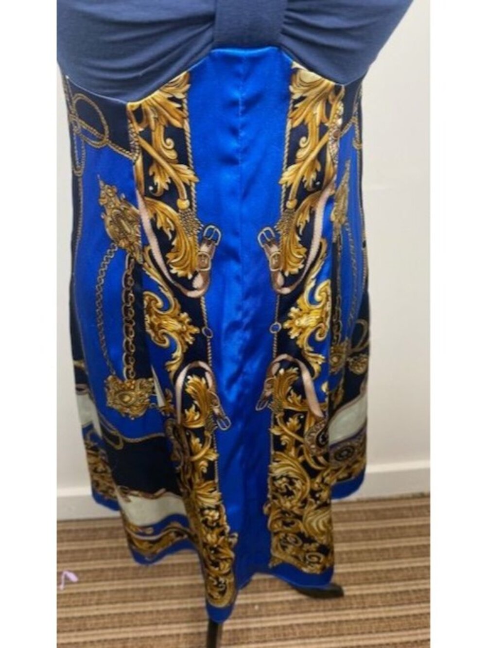 Andrea Behar Boston Proper Scarf Print Gold Chain Strap A Line Dress - Size 4 - Picture 3 of 6